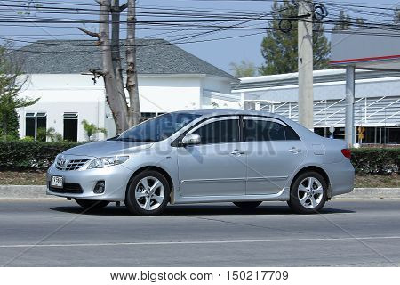 CHIANGMAI, THAILAND -FEBRUARY 29 2016: Private car, Toyota Corolla Altis. Photo at road no 121 about 8 km from downtown Chiangmai, thailand.