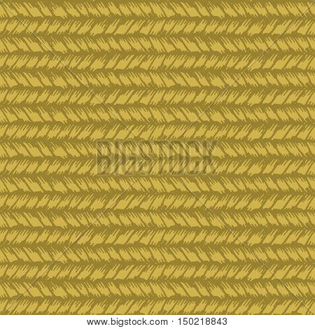 Decorative knit seamless pattern. Hand drawn endless yellow knitting ornament. Trendy messy knitwork texture. Vector design for cloth, backdrops, apparel, wrapping, wallpaper