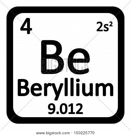 Periodic table element beryllium icon on white background. Vector illustration.