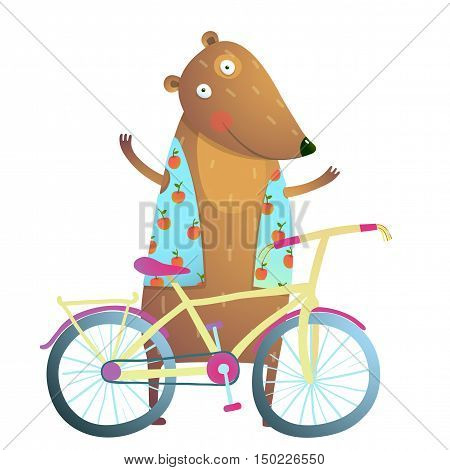Bear cub cute colorful sporty adorable animal illustration. Vector EPS10.