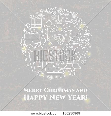 Merry Christmas card. All objects are conveniently grouped and are easily editable.