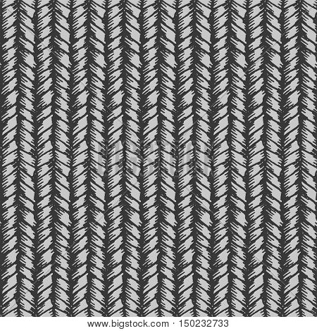 Decorative knit seamless pattern. Hand drawn endless gray knitting ornament. Trendy messy knitwork texture. Vector design for cloth, backdrops, apparel, wrapping, wallpaper