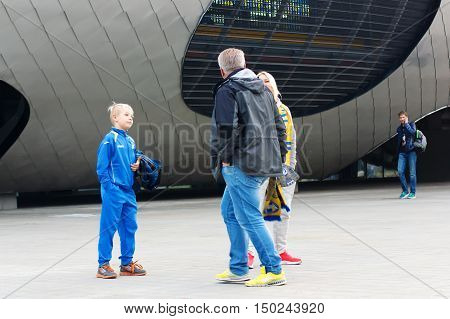 Borisov Belarus - September 02 2016: stadium belonging to FC BATE in the Borisov city of Belarus.