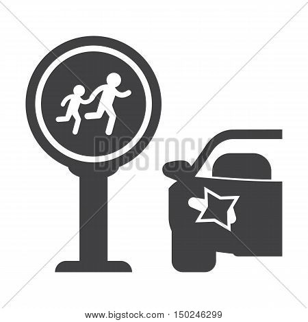 Crosswalk black simple icon on white background for web design