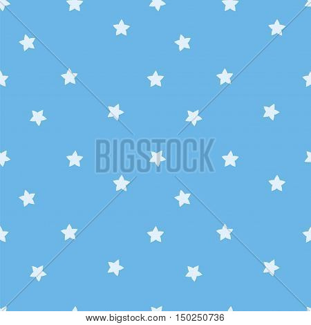 Blue star seamless pattern. Stars on sky blue background.