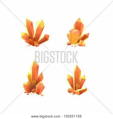 Gold crystals set for game and cartoons