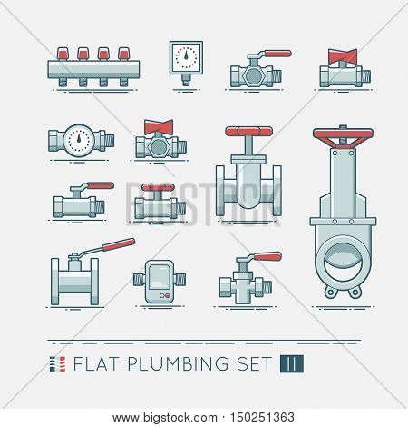 Quality flat  icons set of sanitary equipment