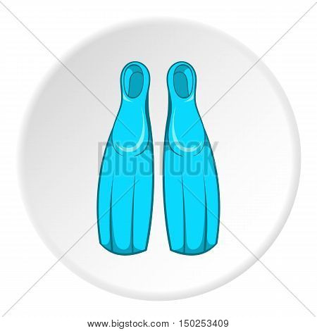 Fins for diving icon in cartoon style isolated on white circle background. Swimming symbol vector illustration