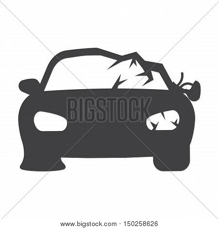 car crash black simple icons set for web design