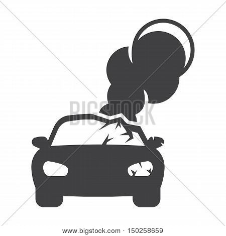 car crash black simple icons set for web design