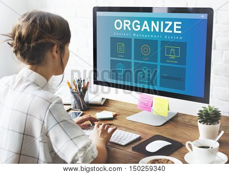System Content Management SEO Application Graphic Concept