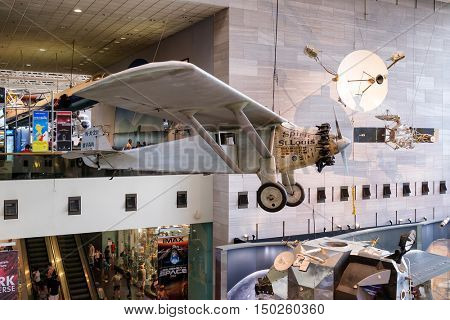 WASHINGTON D.C.,USA - AUGUST 12,2016 : The Spirit of St. Louis at the National Air and Space Museum in Washington D.C.