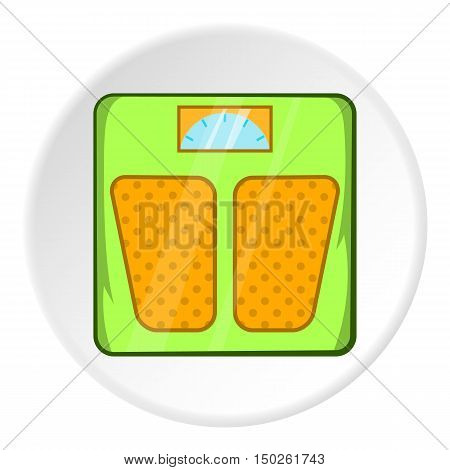 Mechanical scales icon in cartoon style isolated on white circle background. Weighing symbol vector illustration