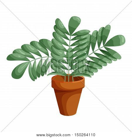 Plant in ceramic pot icon in cartoon style isolated on white background vector illustration