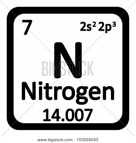 Periodic table element nitrogen icon on white background. Vector illustration.