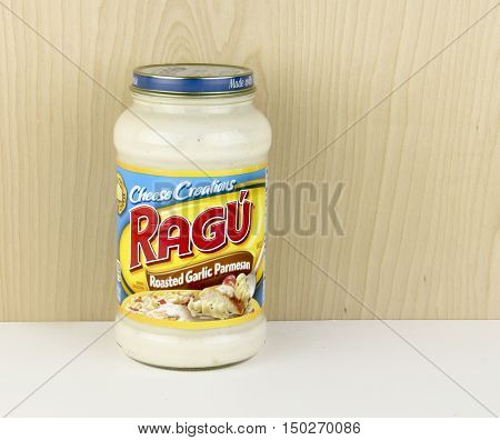 Spencer Wisconsin - October 4 2016 Jar of Ragu' Cheese Creations Ragu' originated in northern Italy
