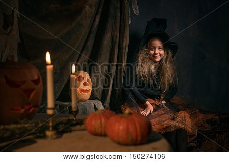 Small Girl In Witch Costume