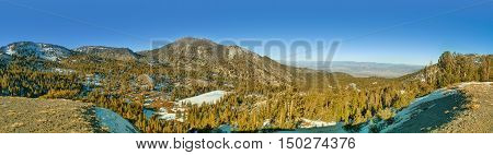Panorama of Mt. Rose in winter. Mt. Rose is a mountain located near Lake Tahoe and few ski centers.
