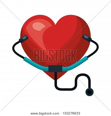 red heart and sthetoscope medical tool. vector illustration