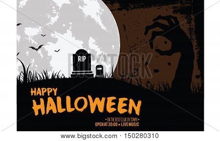 Best Halloween night party  invitation vector background