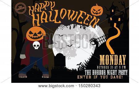 Best Halloween night party  invitation vector background