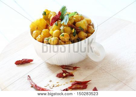 Indian,Pakistani,Nepali cuisine. Spicy chickpeas curry with potato