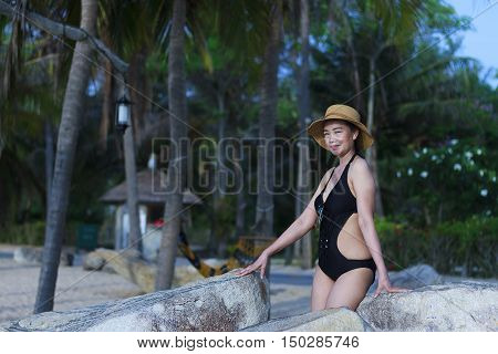 Lady body symbol in Ban Krut Beach at Prachuap Khirikhun Province Thailand