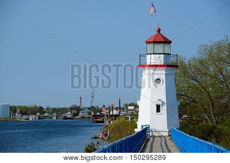 Cheboygan Crib Light, built in 1884, Lake Huron, Michigan, USA