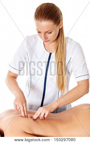 Woman having massage of body in the spa salon. Beauty treatment concept.
