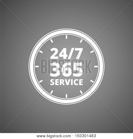 Open 24/7 - 365, 24/7 365  on gray background