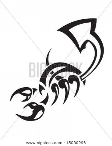 Tribal Skorpion Tätowierung, isolated on white