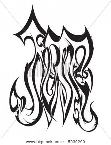 Tribal Skorpion-Astrologie Zeichen isoliert auf weiss