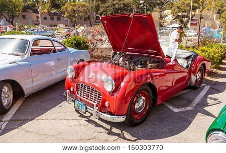 Red, Chevrolet, Bel Air, 1957, Len Yerkes, classic car, car, automobile, antique, classic, Rotary Club, classic Car Show, Laguna Beach, California