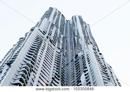 Close up detail of Beekman Tower (8 Spruce Street) by Frank Gehry New York