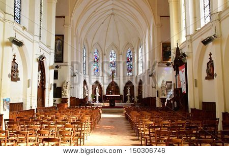 Fleury sur Andelle France - september 7 2016 : the Notre Dame de la Vallee church