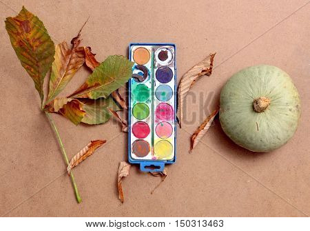 picture of a autumn leaves in studio. seasonal concept