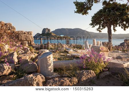 Ancient ruins and monastery in Kos Greece