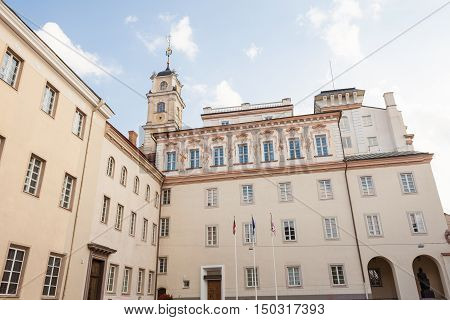 Vilnius Lithuania - September 10, 2016: View of Vilnius university from University street