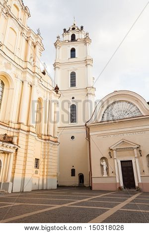 Vilnius Lithuania - September 10, 2016: Vilnius university St. Johns church and belfry