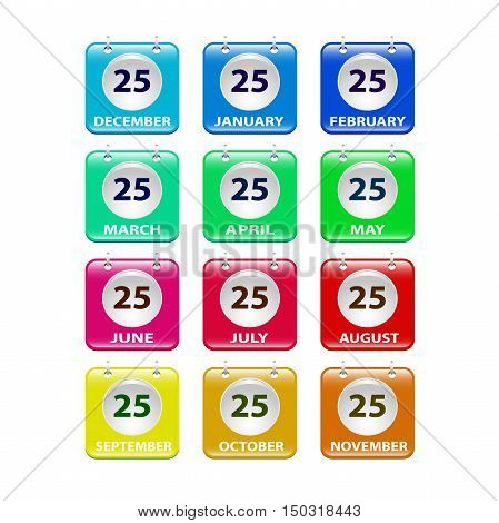 Colorful calendar page numbers and four season