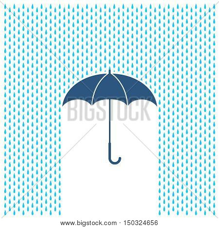 Umbrella with rain illustration. Rain water drops and umbrella protection.