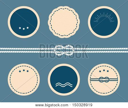Vector retro badges and labels. Blank frame and label. Set of sea and nautical labels badges. Collection of various nautical elements for design and page decoration.