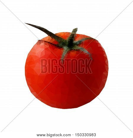 Red ripe juicy tomato on a white background object triangulation
