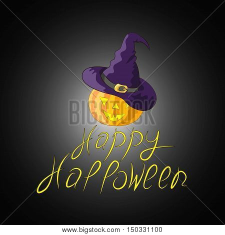 Magic hat with a Halloween pumpkin vector illustration