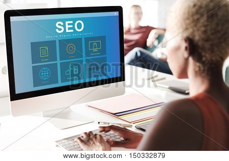 System Content Management SEO Application Graphic Concept