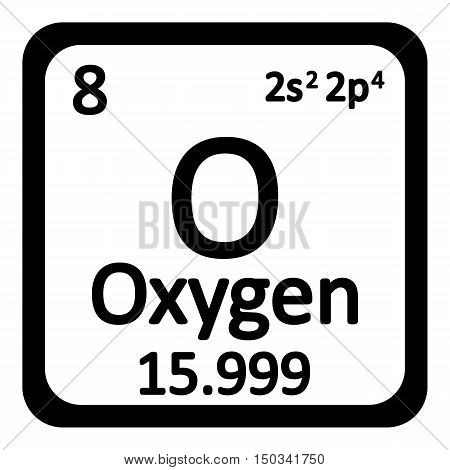 Periodic table element oxygen icon on white background. Vector illustration.
