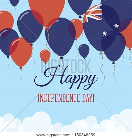 Heard And Mcdonald Islands Independence Day Flat Greeting Card. Flying Rubber Balloons In Colors Of