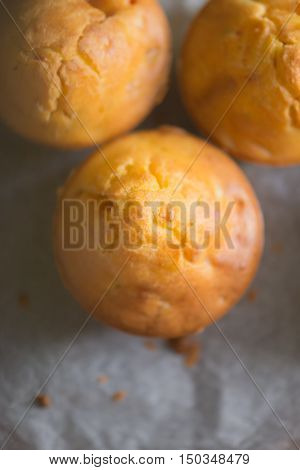 Homemade proja cupcakes selective focus - traditional corn pastry