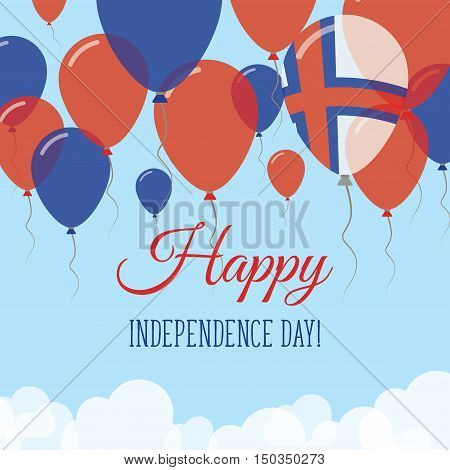 Faroe Islands Independence Day Flat Greeting Card. Flying Rubber Balloons In Colors Of The Faroese F