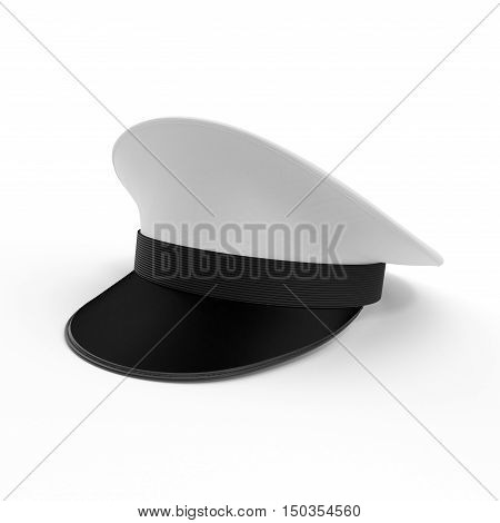 Hat naval officer on white background. No logo. 3D illustration